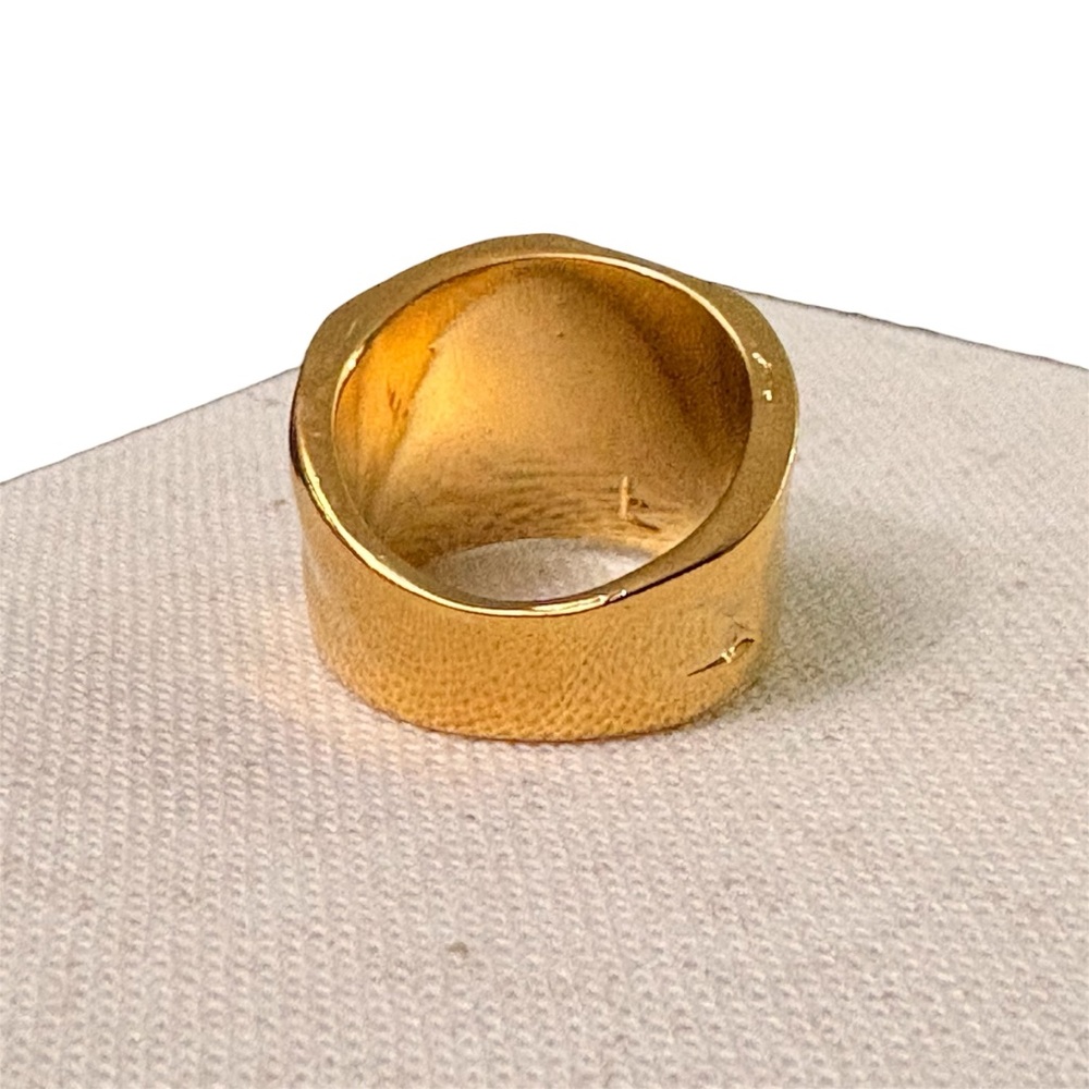 Gold Hammered Ring 24k Gold Plated Size 7 - Picture 4 of 8